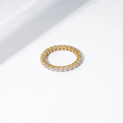 Miniatura 6 de Tienda Collection Platinum or Gold Plated Sterling Silver All-Around Band Ring set with Round Infinite Elements Cubic Zirconia