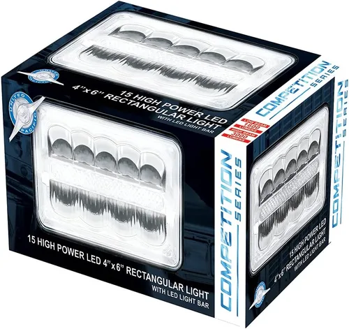 Miniatura 3 de United Pacific 9 LED de alta potencia 4" X 6" luz rectangular con barra de luz LED, 34125