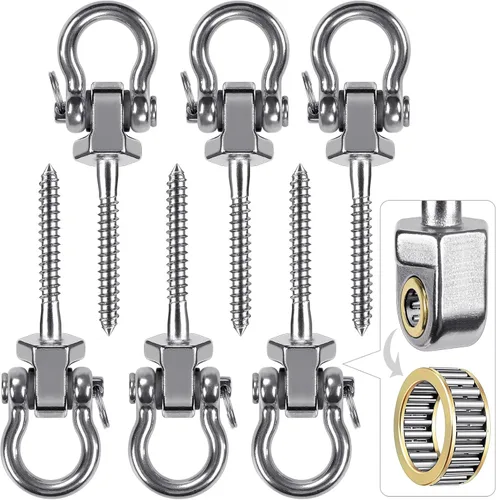 Miniatura 10 de BeneLabel Ganchos de columpio resistentes con rodamientos, juego de 6 herrajes de acero inoxidable 304 para vigas de madera y metal, ideal para 6
