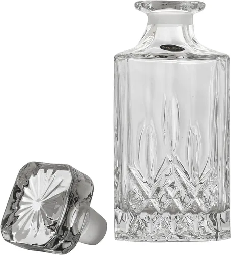 Miniatura 3 de Amlong Crystal Decantador de licor de cristal sin plomo con tapón, rectangular