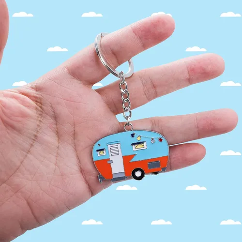 Miniatura 7 de 2 Piezas Llavero de Caravana, Llavero de Caravana RV Accesorios de Caravana para Remolques de Viaje Llavero Retro de Coche de Camping