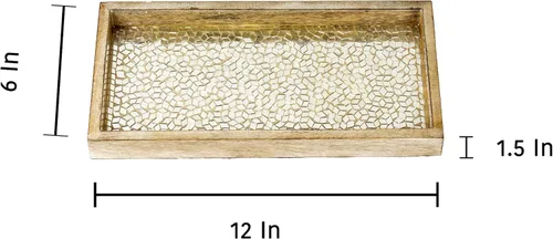 Miniatura 4 de nu steel Bandeja de mosaico para encimera de baño de lujo, soporte para toalla de mano de invitados, reloj, aretes, cepillo de maquillaje, vidrio
