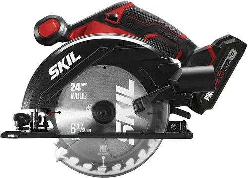 Sierra circular inalámbrica SKIL 20 V, 6-1/2 pulgadas, incluye batería de litio PWR CORE 20 de 2.0 Ah y cargador - CR540602