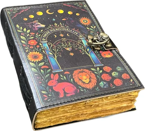 Miniatura 21 de Libro de hechizos en blanco de sombras, diario de grimorio, diseño de gato mágico, suministros de brujería, cuaderno Wiccan hecho a mano, vintage