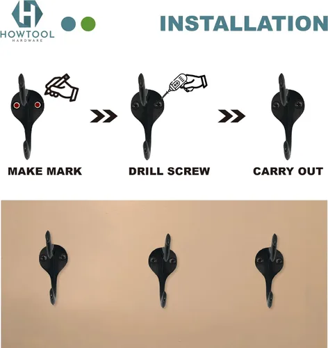 Miniatura 9 de Ganchos para colgar en la pared, resistentes y chapados en latón, paquete de 5