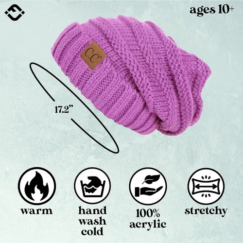 Miniatura 338 de Funky Junque Gorro de moda de punto trenzado de talla extragrande, grueso, abrigado, suave y holgado