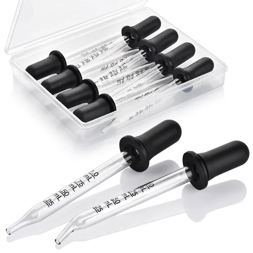 Miniatura 11 de Herain Cuentagotas de Vidrio, Cuentagotas para Oídos y Ojos - Puntas Curvas y Rectas, Cuentagotas de 1ml para Aceites Esenciales, Laboratorio