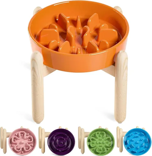 Miniatura 21 de LE TAUCI Cuencos para perros de cerámica de alimentación lenta, cuenco de alimentación lenta de 1.5 tazas para razas pequeñas y medianas, cuenco