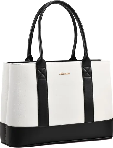 Miniatura 8 de LOVEVOOK Bolsa de mano para computadora portátil para mujer, piel vegana guijarro de 15.6 pulgadas, bolsa para laptop de gran capacidad para mujer