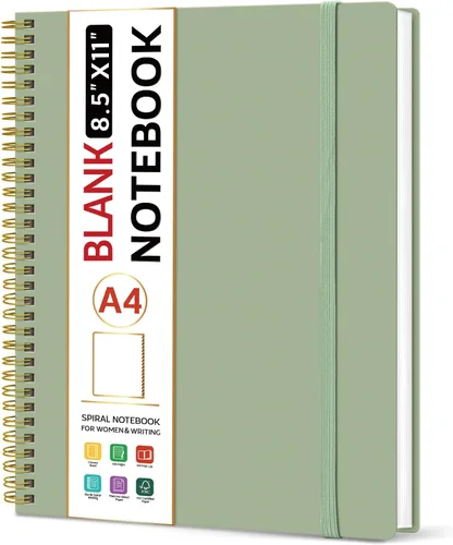Miniatura 18 de Taja Cuaderno con forro en espiral, cuadernos de 8.5 x 11 pulgadas para trabajo, diario grande A4 para mujeres y hombres, cuaderno de diario