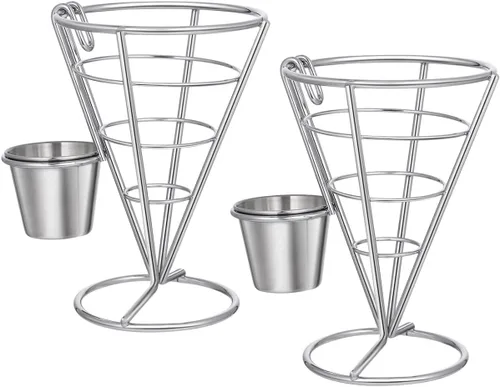 Miniatura 9 de Hemoton Soporte para papas fritas con 2 platos de inmersión, exhibición de pollo frito para fiestas, patio trasero, aperitivos