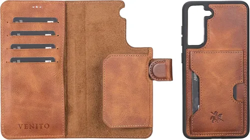Miniatura 46 de Venito Florence - Funda de piel compatible con Samsung Galaxy S9, extra segura con bloqueo RFID, cartera desmontable para teléfono (gris decolorado)