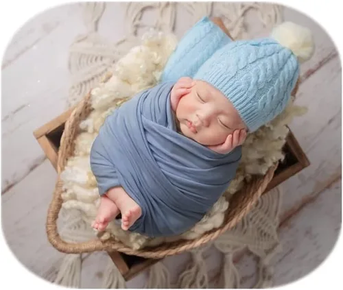 Miniatura 3 de Coberllus Accesorios de fotografía para recién nacidos, manta elástica sin arrugas para niños y niñas Azul
