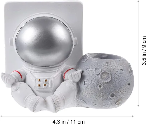Miniatura 6 de PRETYZOOM Figura de acción modelo astronauta estatua soporte para teléfono pluma resina olla espacio hombre escultura dormitorio decoración