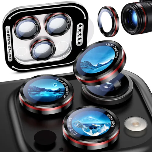 Miniatura 40 de Uyiton para iPhone 17 Pro Max/17 Pro/16 Pro Max/16 Pro/15 Pro Max/15 Pro/14 Pro Max/14 Pro Protector de lente de cámara - Cubierta de cámara