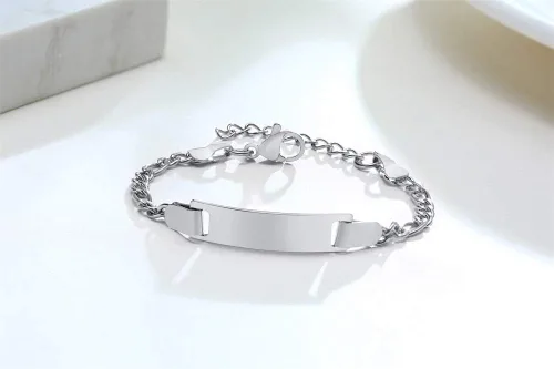 Miniatura 132 de Pulsera de barra para bebé: chapado en oro de 18 quilates, pulsera con placa de identificación personalizada para niños pequeños de mamá, nombre