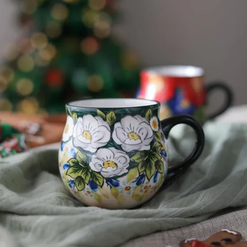 Miniatura 5 de ALMA Taza de café cerámica actualizada 2025 de otoño 380ml/12oz, taza con flores, taza de té única hecha a mano para festival, apta para microondas