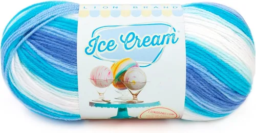 Miniatura 13 de Lion Brand Yarn, Hilo para Bebé Ice Cream para tejer, ganchillo y manualidades, Baseball Nut, 1 paquete, fibra acrílica colorida de peso DK