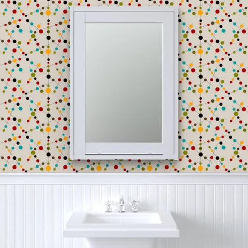 Miniatura 9 de Muestras de papel tapiz para despegar y pegar, barras de burbujas, círculos abstractos modernos de mediados de siglo, retro, puntos vintage, ciencia