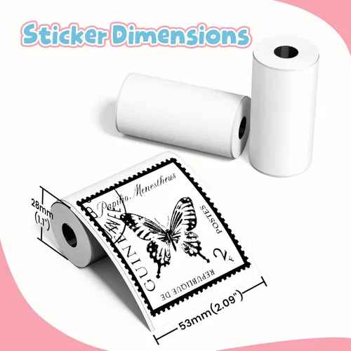 Miniatura 4 de Phomemo Papel adhesivo blanco - para mini impresora Phomemo T02/T02Pro/Q02E/M02X/Y02C/Q02, para notas de estudio, fotos, bricolaje, calcomanías
