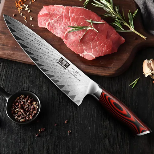 Miniatura 7 de HOSHANHO Cuchillo de chef de Damasco de 8 pulgadas, cuchillo de cocina profesional japonés de Damasco Super Steel, cuchillo de cocina ultra afilado