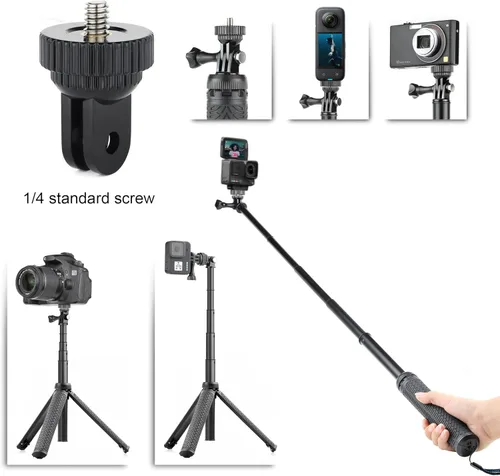 Miniatura 6 de SOONSUN Palo selfie impermeable de aluminio 3 en 1 para GoPro Hero 13 12 11 10 9 8 7 6 5 4, Fusion, Max, Session, Insta360, AKASO, SJCAM, Osmo