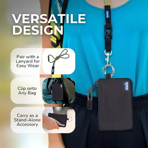 Miniatura 4 de KAVU Stirling Cartera delgada de lona de algodón con cremallera de doble cara