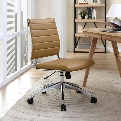 Miniatura 2 de LexMod Jive silla de oficina ejecutiva acanalada respaldo alto, Poliuretano, Bronceado Beige Bronceado