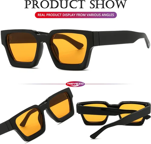 Miniatura 107 de AIEYEZO Gafas de sol cuadradas para mujeres y hombres, gafas de sol cuadradas con montura gruesa, estilo de diseñador simple