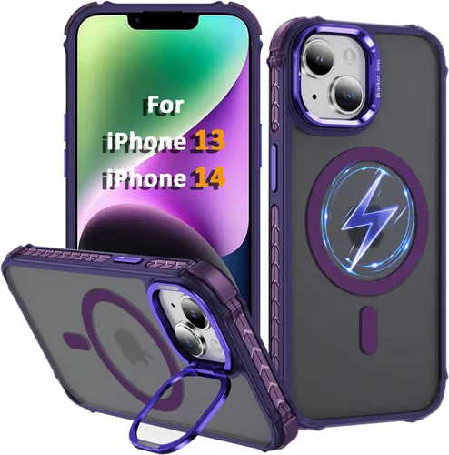 Miniatura 44 de i Phone 13 - Funda para iPhone 14, compatible con carga inalámbrica MagSafe, resistente, a prueba de golpes, soporte ajustable, color rojo mate