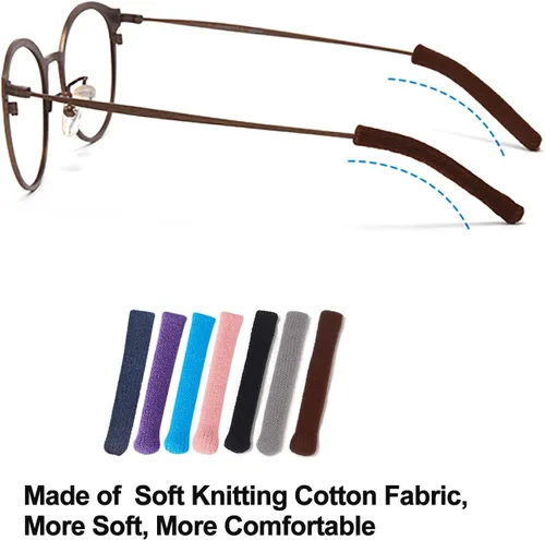 Miniatura 5 de Cojín de Oreja para Gafas de Tela de Algodón Tejido Suave Mejorado, Puntas de Patillas de Gafas Elásticas Antideslizantes Cómodas Retenedor