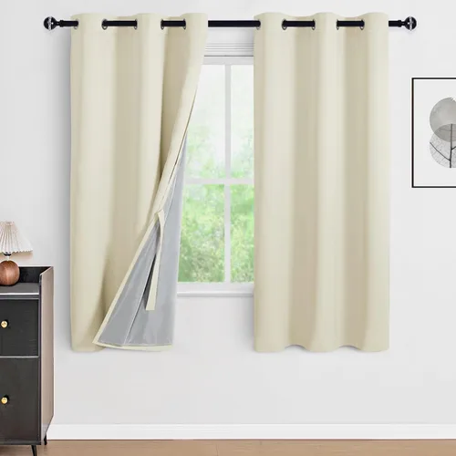 Miniatura 13 de DWCN Cortinas 100% opacas de 84 pulgadas de largo para dormitorio con forro negro, paneles de cortina de ventana de doble capa con aislamiento Azul