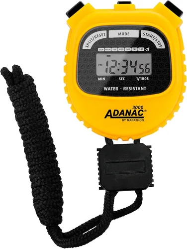 Cronómetro digital MARATHON Adanac 3000 con pantalla extra grande y botones, resistente al agua, Amarillo, 1
