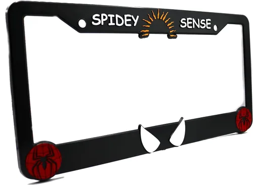 Miniatura 5 de Spidey Sense Marco de Matrícula 3D Elevado Paquete de 1 Cubierta de Matrícula de Personaje Soporte Universal de Matrícula Negra para Automóvil