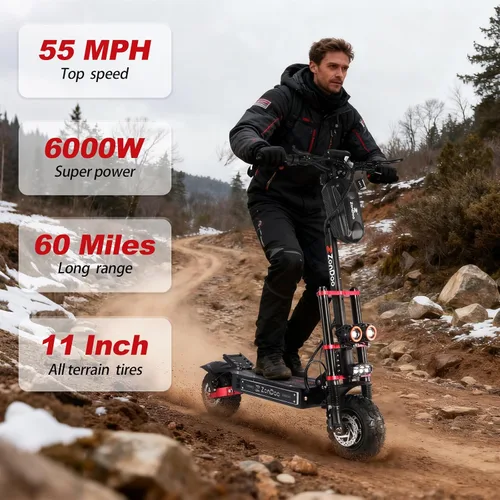 Miniatura 2 de Adult Electric Scooter 55MPH Fast 6000W Dual Motors 60 Miles Long Range Off Road All Terrain Oil Hydraulic Brake Dual Suspension Sports ZonDoo ZO03