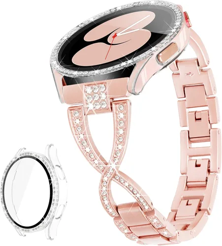 Miniatura 9 de Correa para Galaxy Watch 4 en forma de X para Samsung Galaxy Watch 4 y 5, correa de 1.575 pulgadas (1.575 in) con protector de pantalla, liberación