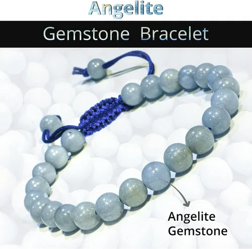 Miniatura 288 de Adjustable Crystal Bracelet – Gemstone Bead Bracelet with Adjustable Macrame String – Chic Gemstone Bracelet for Men and Women – 8mm Round Healing