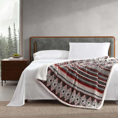 Miniatura 3 de Eddie Bauer - Manta, Forro Polar Cepillado y Sherpa de Felpa Suave para Ropa de Cama, Manta para Sofá y Cama (Rojo Sicomoro, 50" x 60")