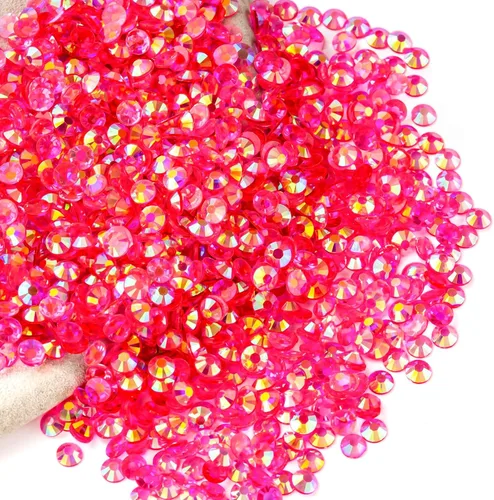 Miniatura 90 de Diamantes de imitación AB verdes a granel, 5000 piezas de diamantes de imitación de fondo plano redondos de gelatina AB sin fijación térmica, gemas