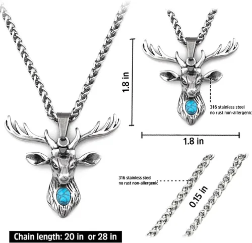 Miniatura 5 de BaviPower Collar de acero inoxidable con colgante de oso de jabalí, lobo vikingo, ciervo, oso, jabalí, león, tigre y león, protección potente