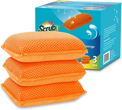 Miniatura 8 de Scrub-It - Esponja de cocina de microfibra Miracle - Esponjas de limpieza resistentes para lavavajillas que no rayan, lavables a máquina, (azul)