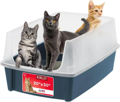 Miniatura 9 de IRIS USA Caja de arena XX-Large para gatos, caja de arena extragrande con parte superior abierta para gatos grandes y hogares con varios gatos
