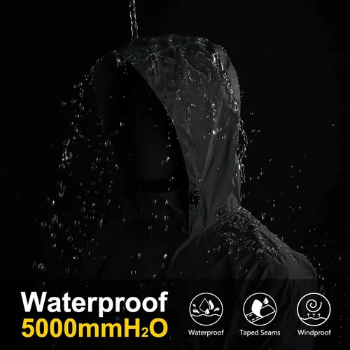 Miniatura 95 de 33,000ft - Chaqueta de lluvia impermeable y plegable para hombre, ligera, con capucha, cortavientos ideal para golf o ciclismo