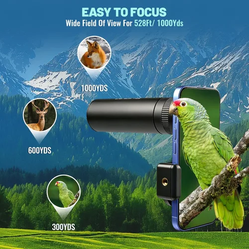 Miniatura 3 de Telescopio monocular HD de 10 x 32 pulgadas para adultos de alta potencia, cubierta de metal, impermeable, a prueba de niebla, prisma FMC recubierto