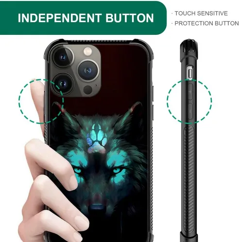 Miniatura 4 de CARLOCA Funda compatible con iPhone 13 Pro, diseño gráfico de identidad negra espiritual lobo, a prueba de golpes, antiarañazos, para iPhone 13 Pro
