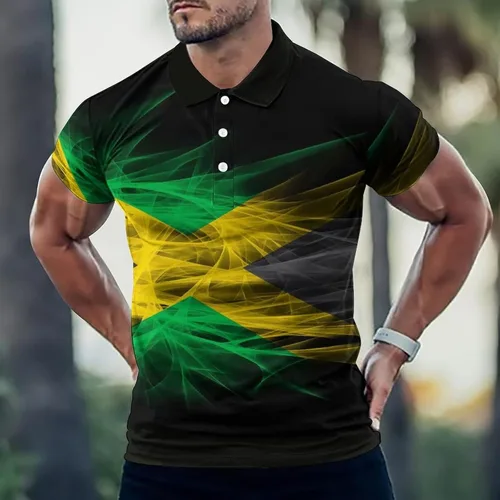 Miniatura 2 de BAIKUTOUAN Jamaica Flag - Polos de manga corta para hombre