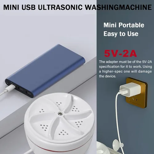 Miniatura 7 de Mini Lavadora USB Portátil Lavadora de Lavabo Ultrasónica Turbo para Ropa y Vajilla. Perfecta para Viajes, Negocios, Camping, Hogar, Universidad