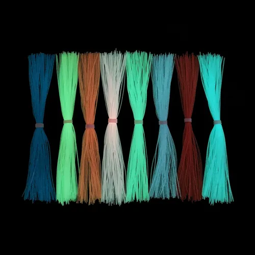 Tigofly 16 paquetes de 5 pulgadas que brillan en la oscuridad luminosas 8 colores faldas de silicona piernas DIY cebo giratorio hilo de goma de