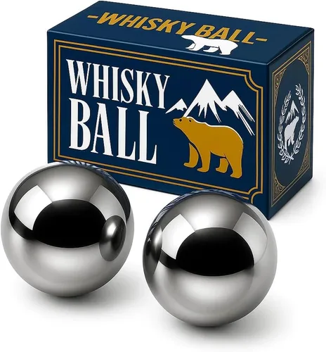 Miniatura 8 de 4 piedras grandes para whisky de 64 cm³ (4 pulg³) - Juego para regalo de hombre - Cubos esféricos de hielo de acero inoxidable reutilizables para 4