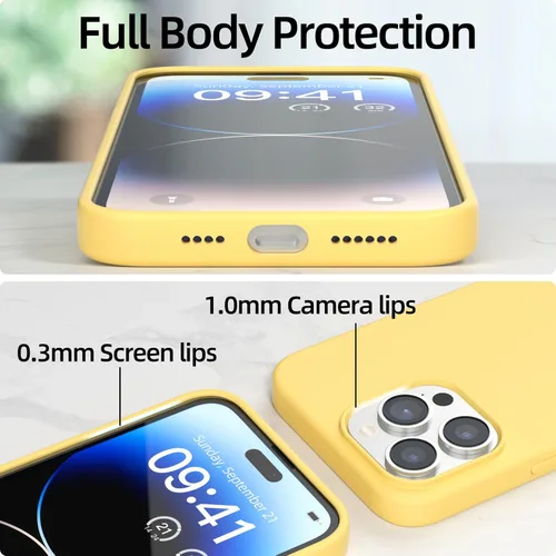 Miniatura 10 de Funda para iPhone 14 Pro Max, funda de silicona líquida, forro de microfibra suave antiarañazos, [protección de cuerpo completo de grado militar]
